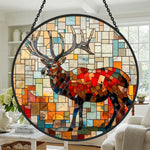 Mosaic stag deer stained glass suncatcher window hanging, suitable for home and garden decoration
