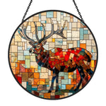 Mosaic stag deer stained glass suncatcher window hanging, suitable for home and garden decoration