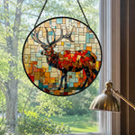 Mosaic stag deer stained glass suncatcher window hanging, suitable for home and garden decoration