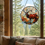 Mosaic stag deer stained glass suncatcher window hanging, suitable for home and garden decoration