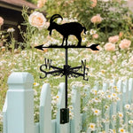 Mountain goat metal weather vane with directional arrows and mounting rod, outdoor roof and garden decoration