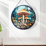 Mystic mushroom stained glass suncatcher window hanging, suitable for home and garden decoration