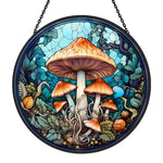 Mystic mushroom stained glass suncatcher window hanging, suitable for home and garden decoration