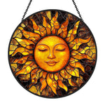 Mystical sun face stained glass suncatcher window hanging, suitable for home and garden decoration