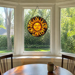 Mystical sun face stained glass suncatcher window hanging, suitable for home and garden decoration