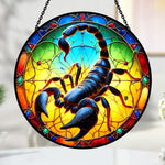 Mystical zodiac scorpio stained glass suncatcher window hanging, suitable for home and garden decoration