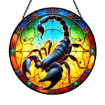 Mystical zodiac scorpio stained glass suncatcher window hanging, suitable for home and garden decoration