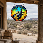 Mystical zodiac scorpio stained glass suncatcher window hanging, suitable for home and garden decoration