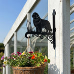 Newfoundland metal hanging basket bracket mounted on outdoor wall for plant decoration