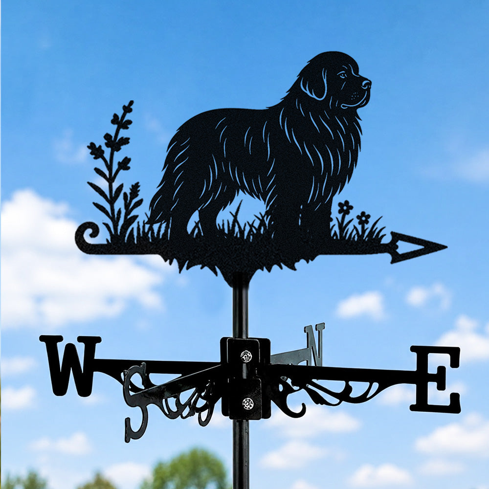 Newfoundland metal weather vane with directional arrows and mounting rod, outdoor roof and garden decoration