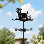 Norfolk terrier metal weather vane with directional arrows and mounting rod, outdoor roof and garden decoration