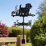 Norfolk terrier metal weather vane with directional arrows and mounting rod, outdoor roof and garden decoration