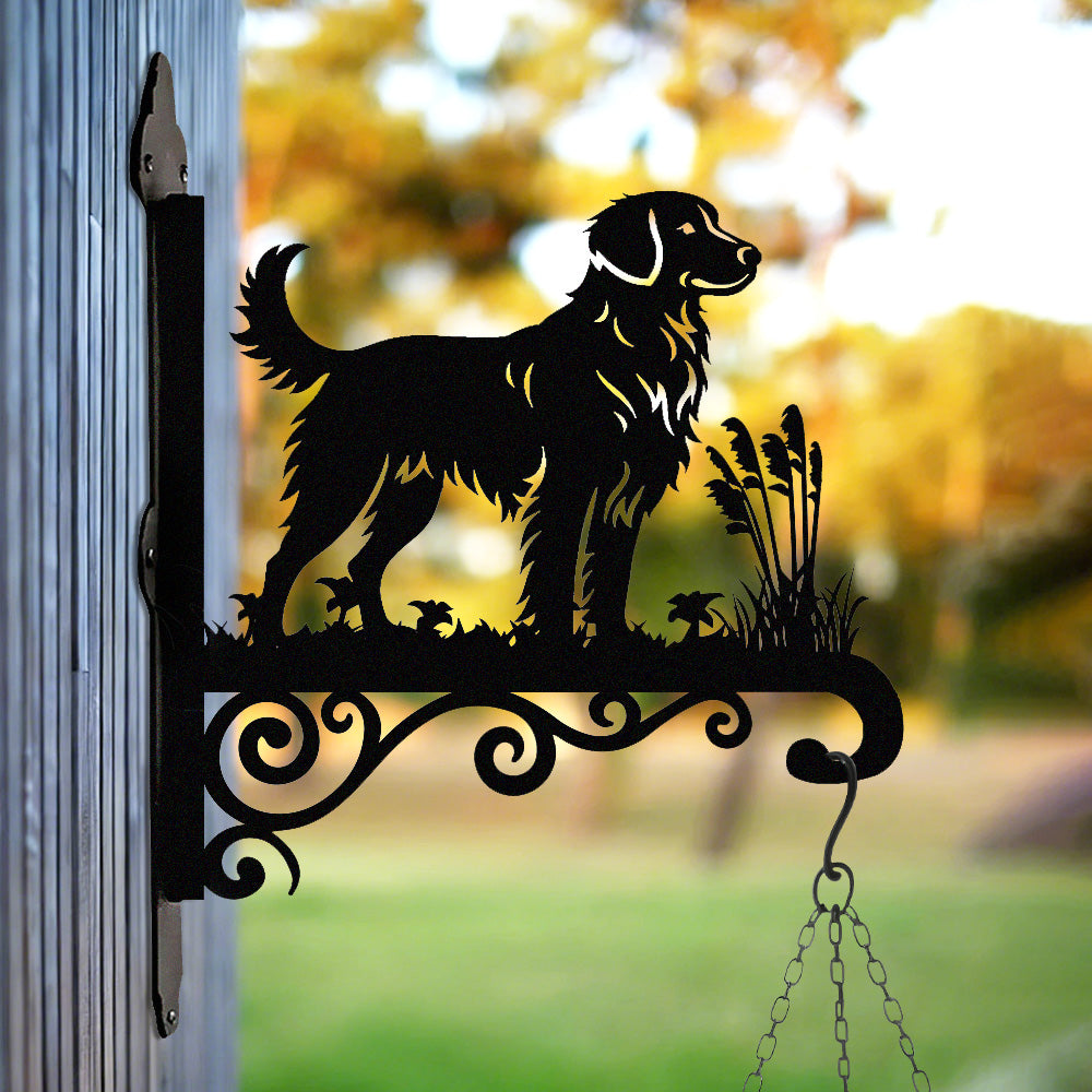 Nova scotia duck tolling retriever metal hanging basket bracket mounted on outdoor wall for plant decoration