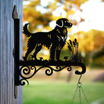 Nova scotia duck tolling retriever metal hanging basket bracket mounted on outdoor wall for plant decoration