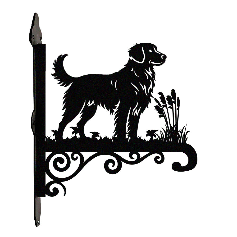 Nova scotia duck tolling retriever metal hanging basket bracket mounted on outdoor wall for plant decoration