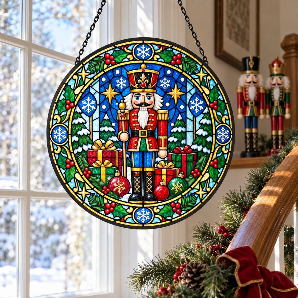 Nutnutcracker stained glass suncatcher window hanging, suitable for home and garden decoration