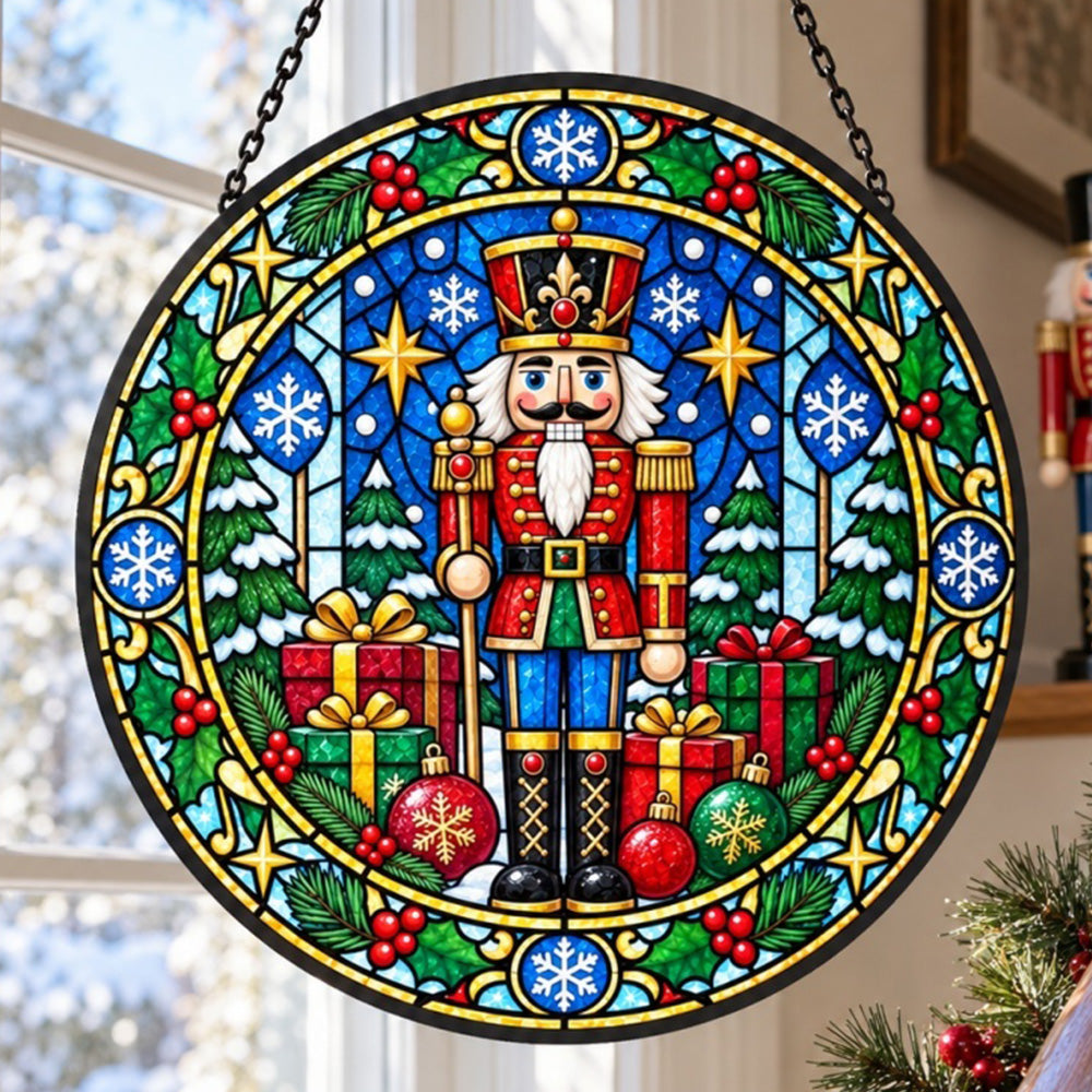 Nutnutcracker stained glass suncatcher window hanging, suitable for home and garden decoration