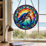 Ocean sea turtle stained glass suncatcher window hanging, suitable for home and garden decoration
