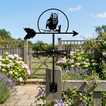 Owl on branch metal weather vane with directional arrows and mounting rod, outdoor roof and garden decoration