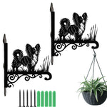 Papillon metal hanging basket bracket mounted on outdoor wall for plant decoration