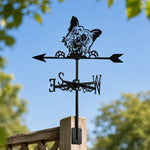 Papillon metal weather vane with directional arrows and mounting rod, outdoor roof and garden decoration