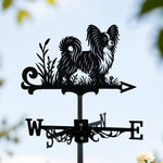 Papillon metal weather vane with directional arrows and mounting rod, outdoor roof and garden decoration
