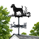 Parson russell terrier metal weather vane with directional arrows and mounting rod, outdoor roof and garden decoration
