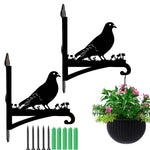Peace dove bird metal hanging basket bracket mounted on outdoor wall for plant decoration