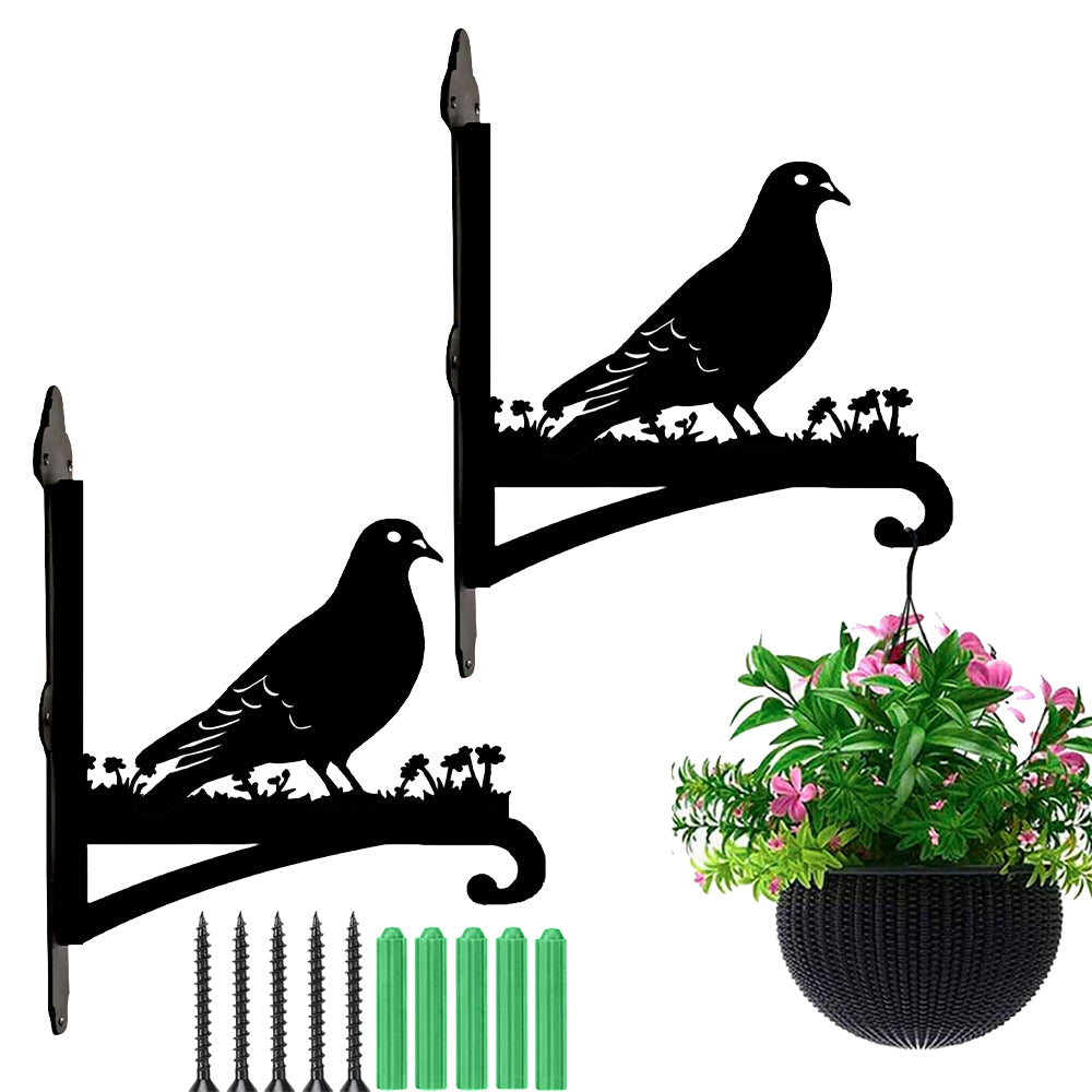 Peace dove bird metal hanging basket bracket mounted on outdoor wall for plant decoration