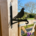 Peace dove bird metal hanging basket bracket mounted on outdoor wall for plant decoration