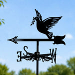 Peace dove metal weather vane with directional arrows and mounting rod, outdoor roof and garden decoration