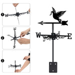 Peace dove metal weather vane with directional arrows and mounting rod, outdoor roof and garden decoration