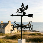 Peace dove with olive branch metal weather vane with directional arrows and mounting rod, outdoor roof and garden decoration