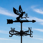 Peace dove with olive branch metal weather vane with directional arrows and mounting rod, outdoor roof and garden decoration
