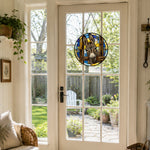 Peeking donkey stained glass suncatcher window hanging, suitable for home and garden decoration