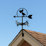 Pelican metal weather vane with directional arrows and mounting rod, outdoor roof and garden decoration