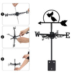 Pelican metal weather vane with directional arrows and mounting rod, outdoor roof and garden decoration