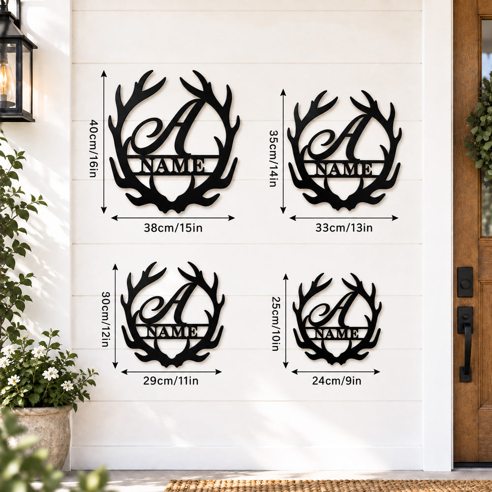 Personalized Initial Name Monogram metal wall sign displayed on the wall