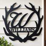 Personalized Initial Name Monogram metal wall sign displayed on the wall