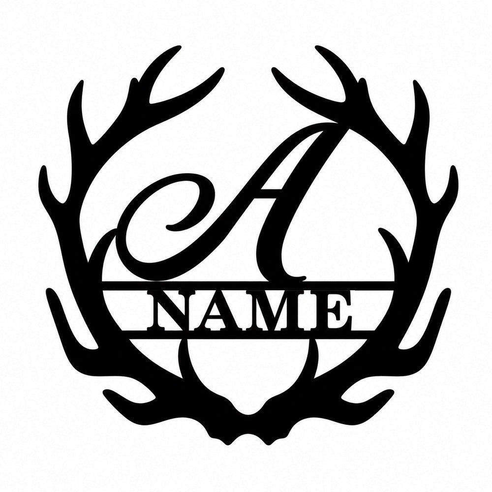 Personalized Initial Name Monogram metal wall sign displayed on the wall