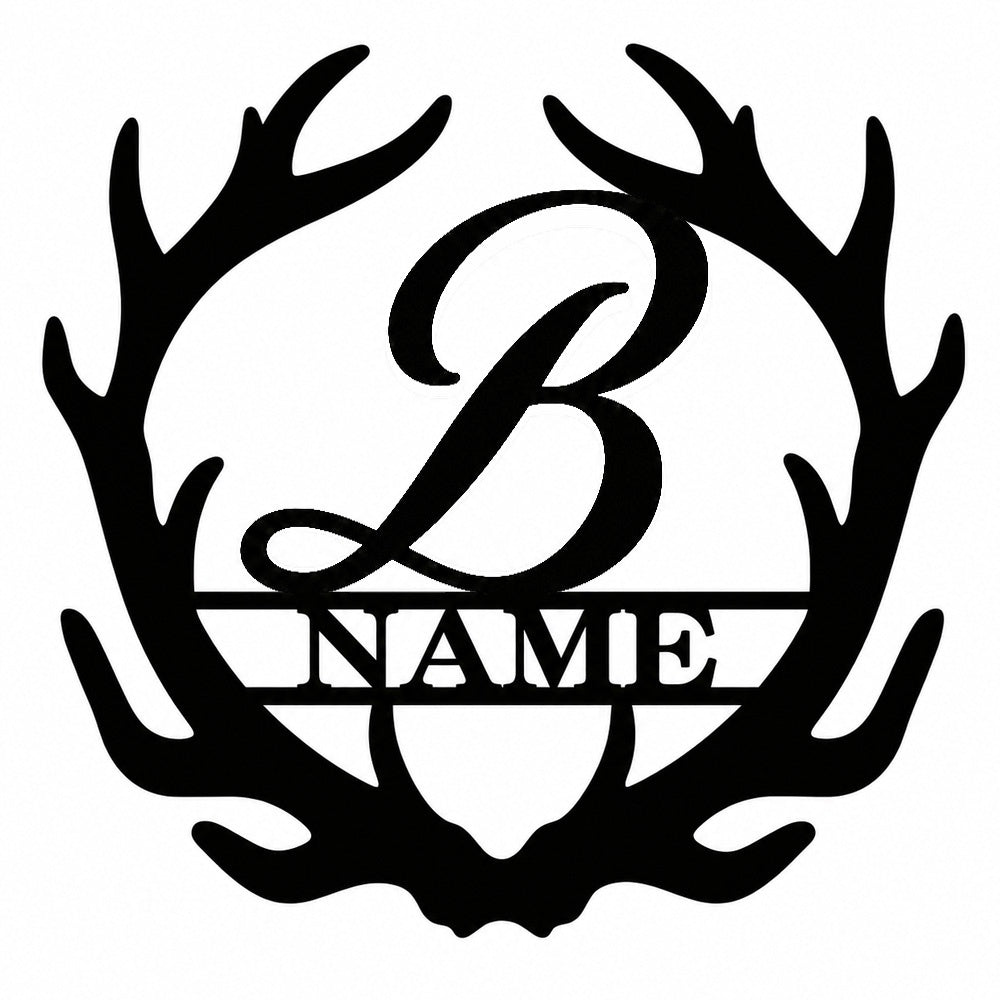 Personalized Initial Name Monogram metal wall sign displayed on the wall