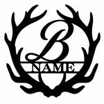 Personalized Initial Name Monogram metal wall sign displayed on the wall