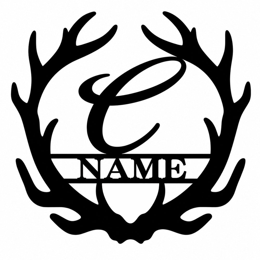 Personalized Initial Name Monogram metal wall sign displayed on the wall
