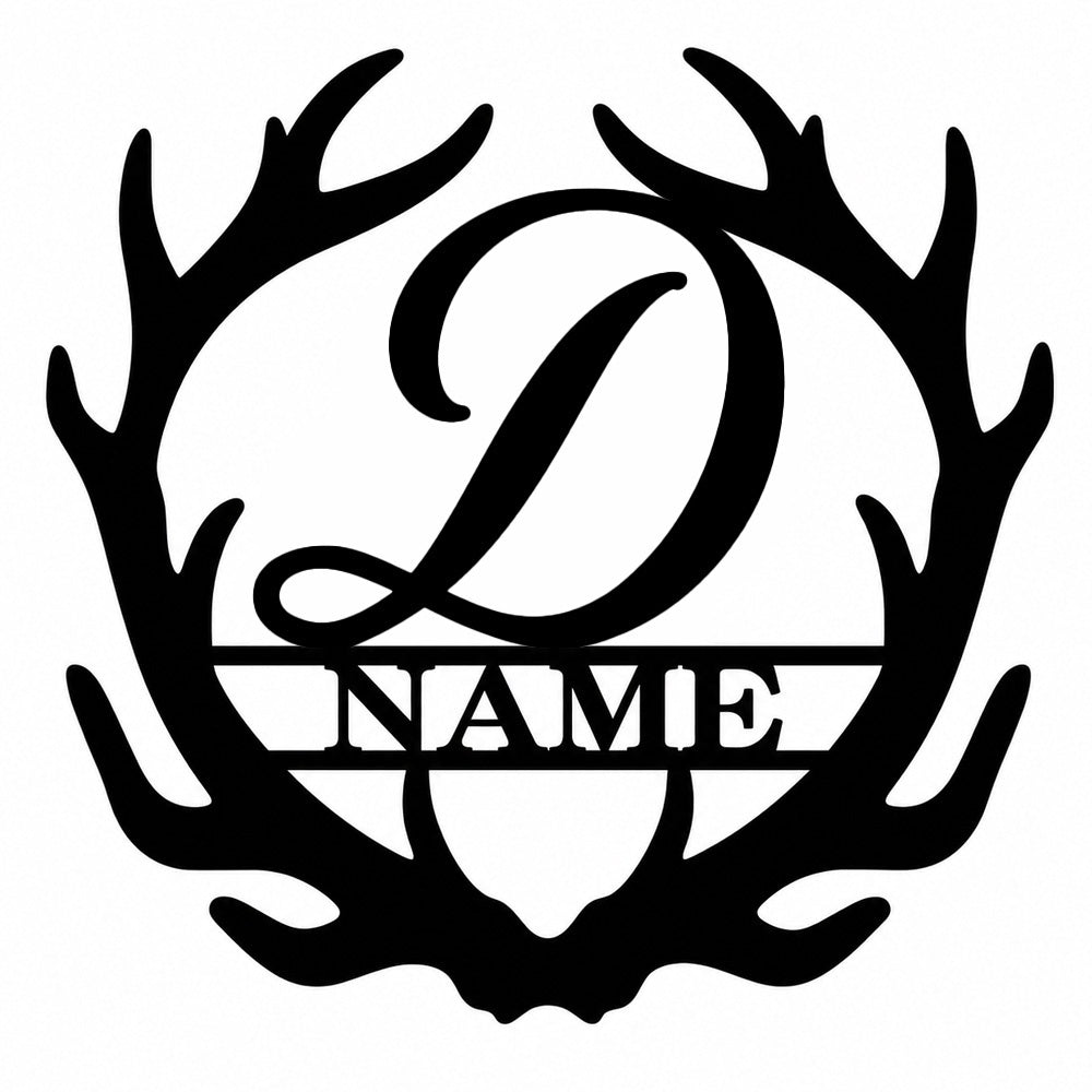 Personalized Initial Name Monogram metal wall sign displayed on the wall