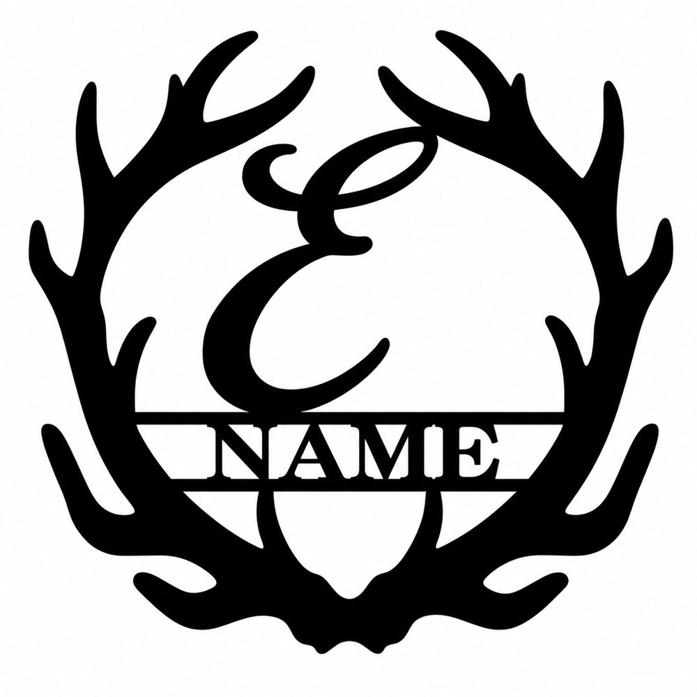 Personalized Initial Name Monogram metal wall sign displayed on the wall