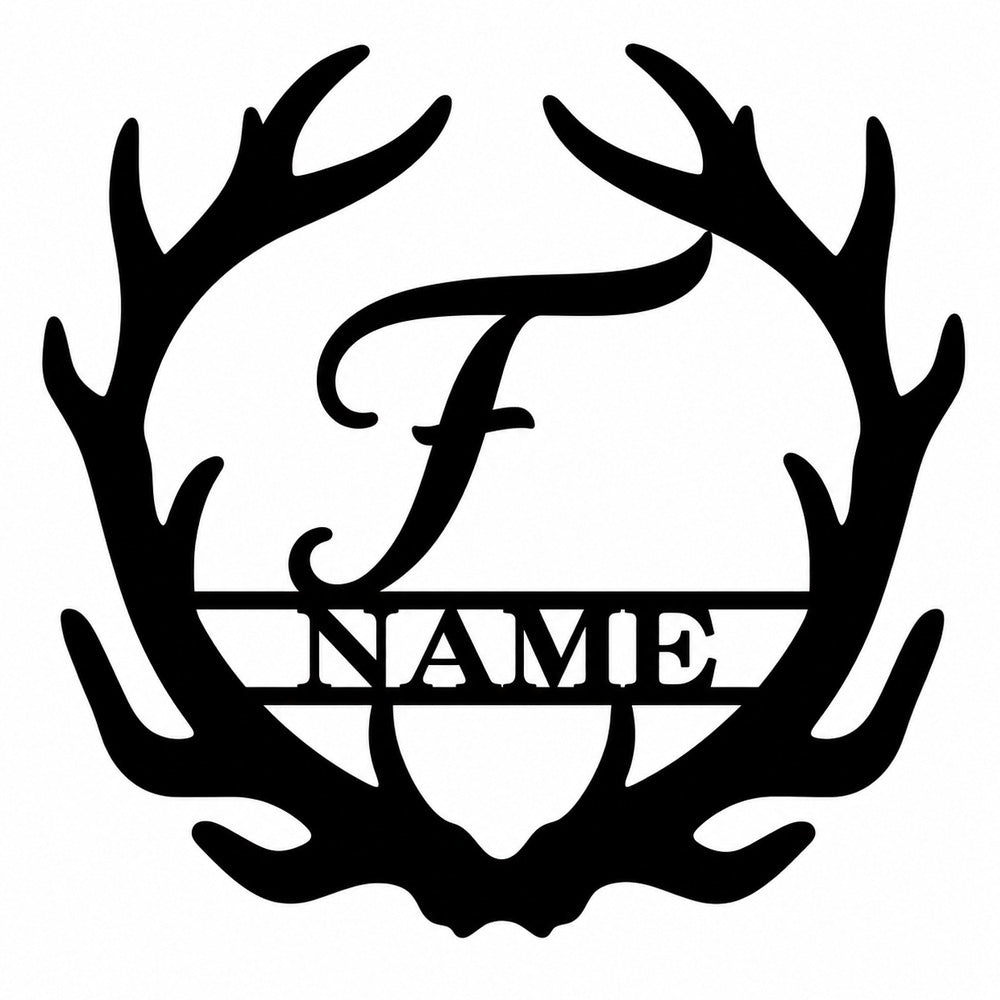 Personalized Initial Name Monogram metal wall sign displayed on the wall