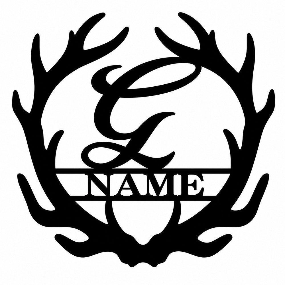 Personalized Initial Name Monogram metal wall sign displayed on the wall