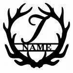 Personalized Initial Name Monogram metal wall sign displayed on the wall