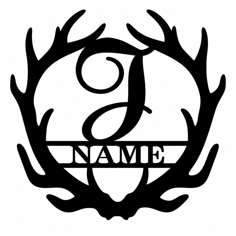 Personalized Initial Name Monogram metal wall sign displayed on the wall