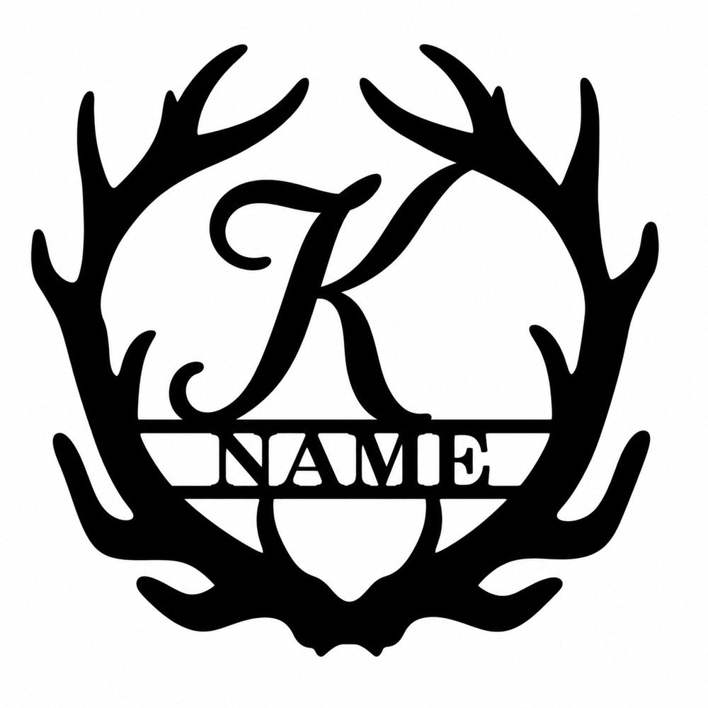 Personalized Initial Name Monogram metal wall sign displayed on the wall